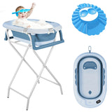Baignoire pliable pour bébé avec support – thermomètre, siège ergonomique et tapis antidérapant