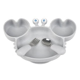 Assiette Ventouse avec Compartiments et Couverts - P'tit Crabe