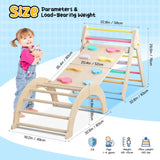 RainbowPeak 5-in-1 Montessori Baby Play Area – Wooden Climbing Triangle with Arch and Slide