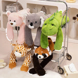 Coussin peluche à longs bras (60-65 cm) – koala, panda, paresseux, dinosaure et plus