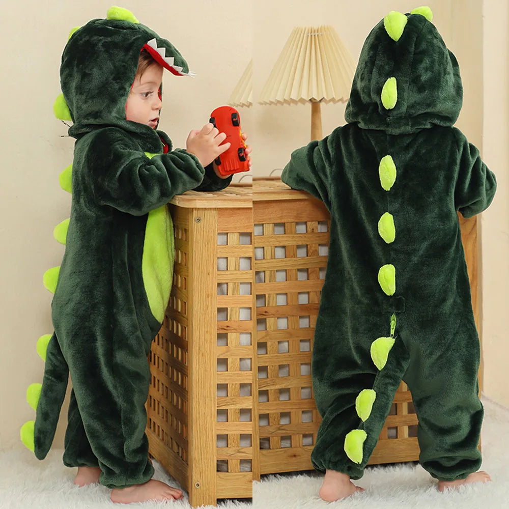 Pyjama de dessin animé dinosaure pour bébé, grenouillères pour tout-petits, olympiques de batterie de nuit, vêtements de nuit, vêtements de nuit, garçons, filles, 0 à 4 ans, hiver