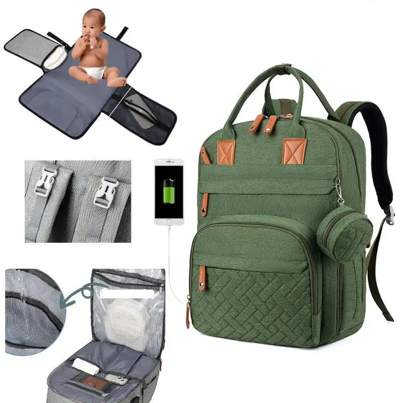 Sac à dos à langer bébé grande capacité USB - Porto Rico™