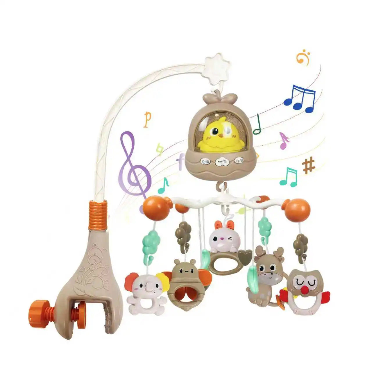 Mobile musical pour berceau de bébé avec projecteur, télécommande, veilleuse, jouet sensoriel suspendu pour nouveau-nés, poussette pour nourrissons