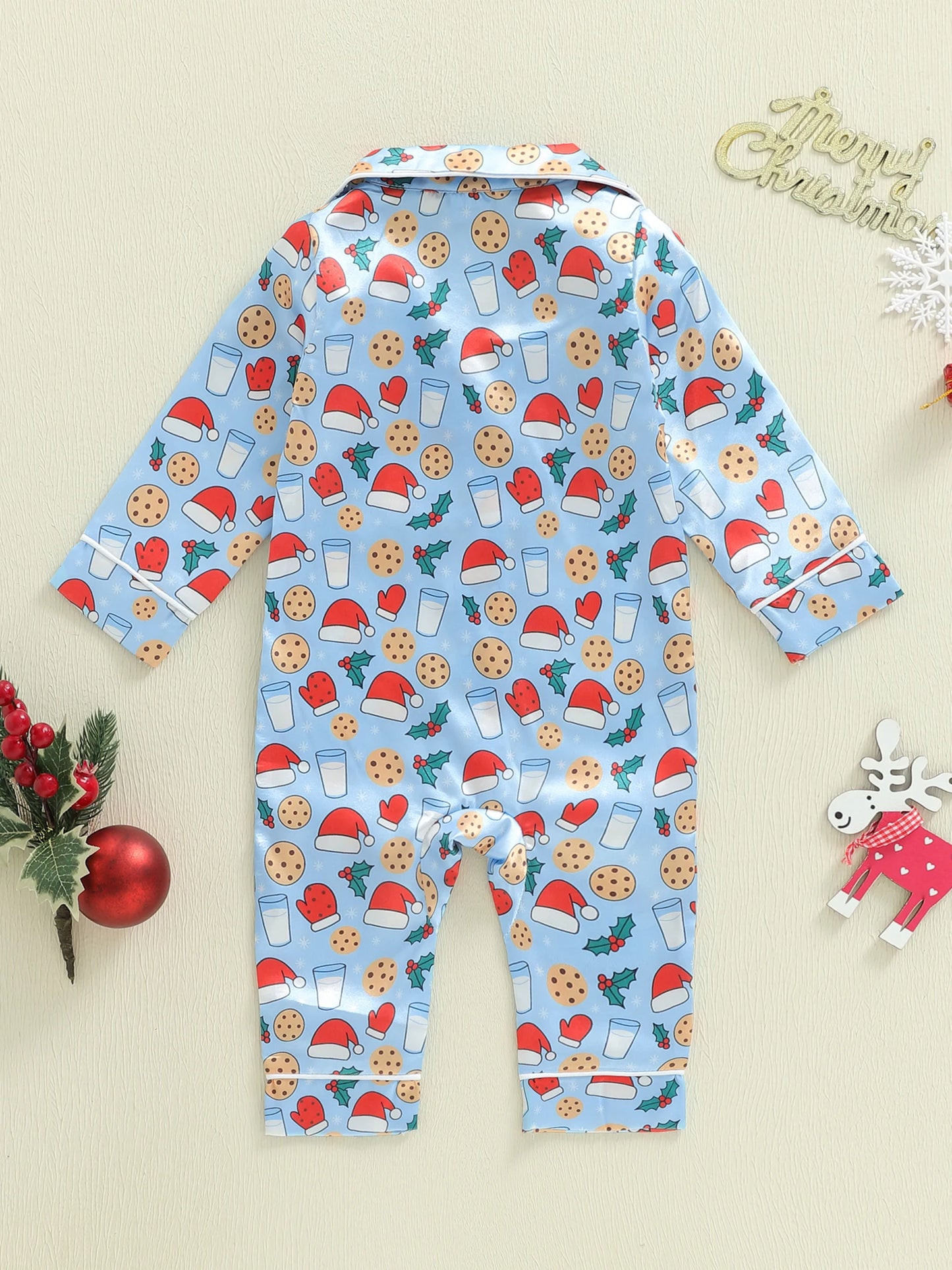 Pyjama bébé sans pieds – imprimé bonnet de Noël