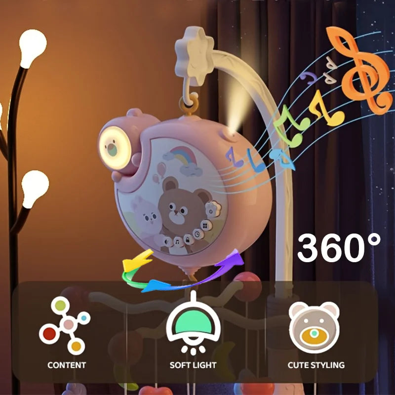 360 °   Musical bébé berceau Mobile rotatif veilleuse lit cloche jouet quatre vitesses timage suspendu infantile nouveau-né hochet chevet cadeau