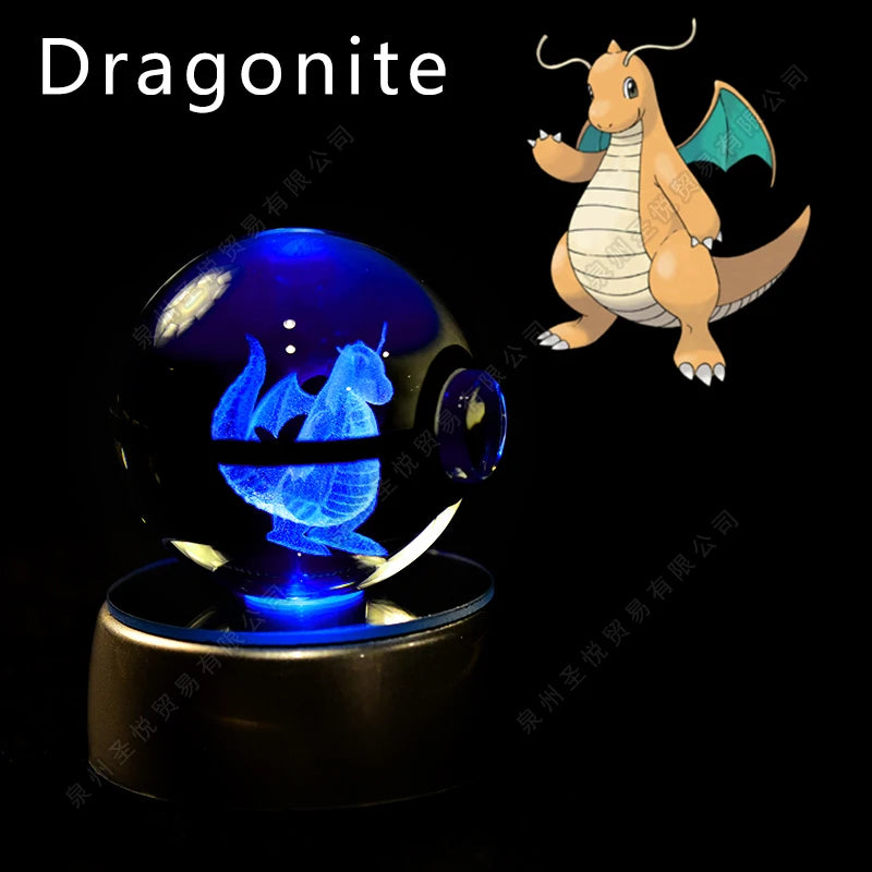 Boule de Cristal Pokémon 3D — Veilleuse LED Pokéball Lumineuse