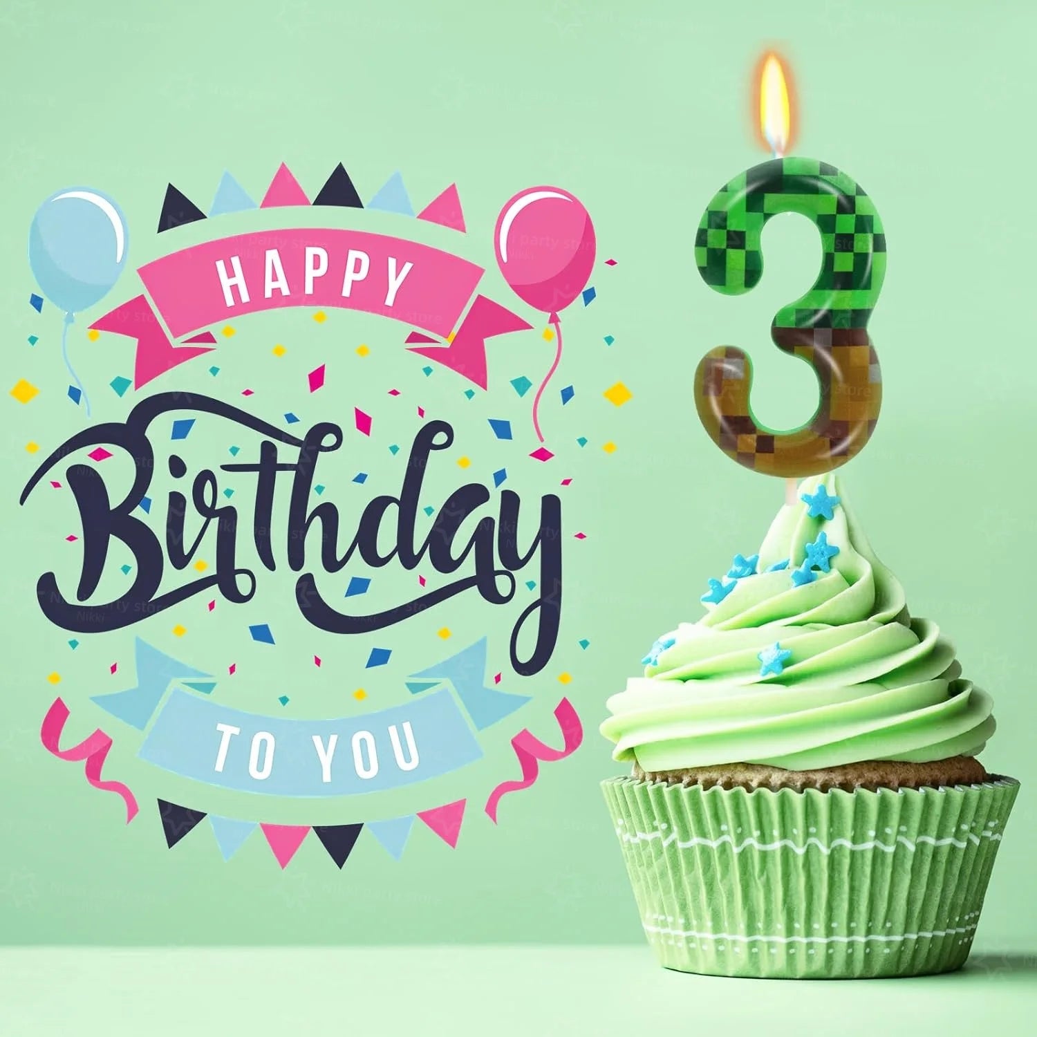 Bougies d'anniversaire Minecraft – déco gâteau pixel
