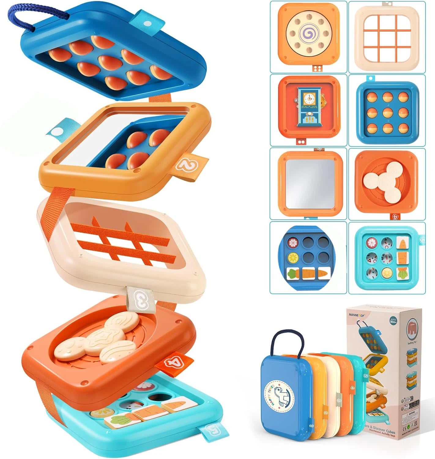 Cube d'activité Montessori – busy board pliable pour bébé