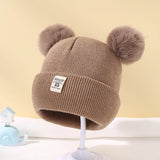Bonnet Bébé Hiver avec Double Pompons