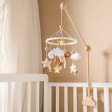 Mobile musical pour lit de bébé en bois, hochets en feutre doux, animaux de dessin animé, boîte à musique pour nouveau-né, jouet suspendu, support de lit, cadeaux pour bébé