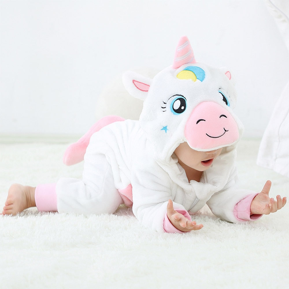 Tutina da Neonato con Cappuccio e Adorabili Motivi Animali