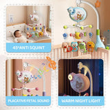 Mobile musical pour berceau de bébé avec projecteur, télécommande, veilleuse, jouet sensoriel suspendu pour nouveau-nés, poussette pour nourrissons