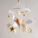 Mobile musical pour lit de bébé en bois, hochets en feutre doux, animaux de dessin animé, boîte à musique pour nouveau-né, jouet suspendu, support de lit, cadeaux pour bébé