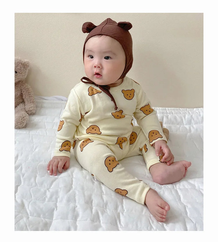 Pyjama bébé en coton – imprimé ours, protège-ventre