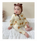 Pyjama bébé en coton – imprimé ours, protège-ventre