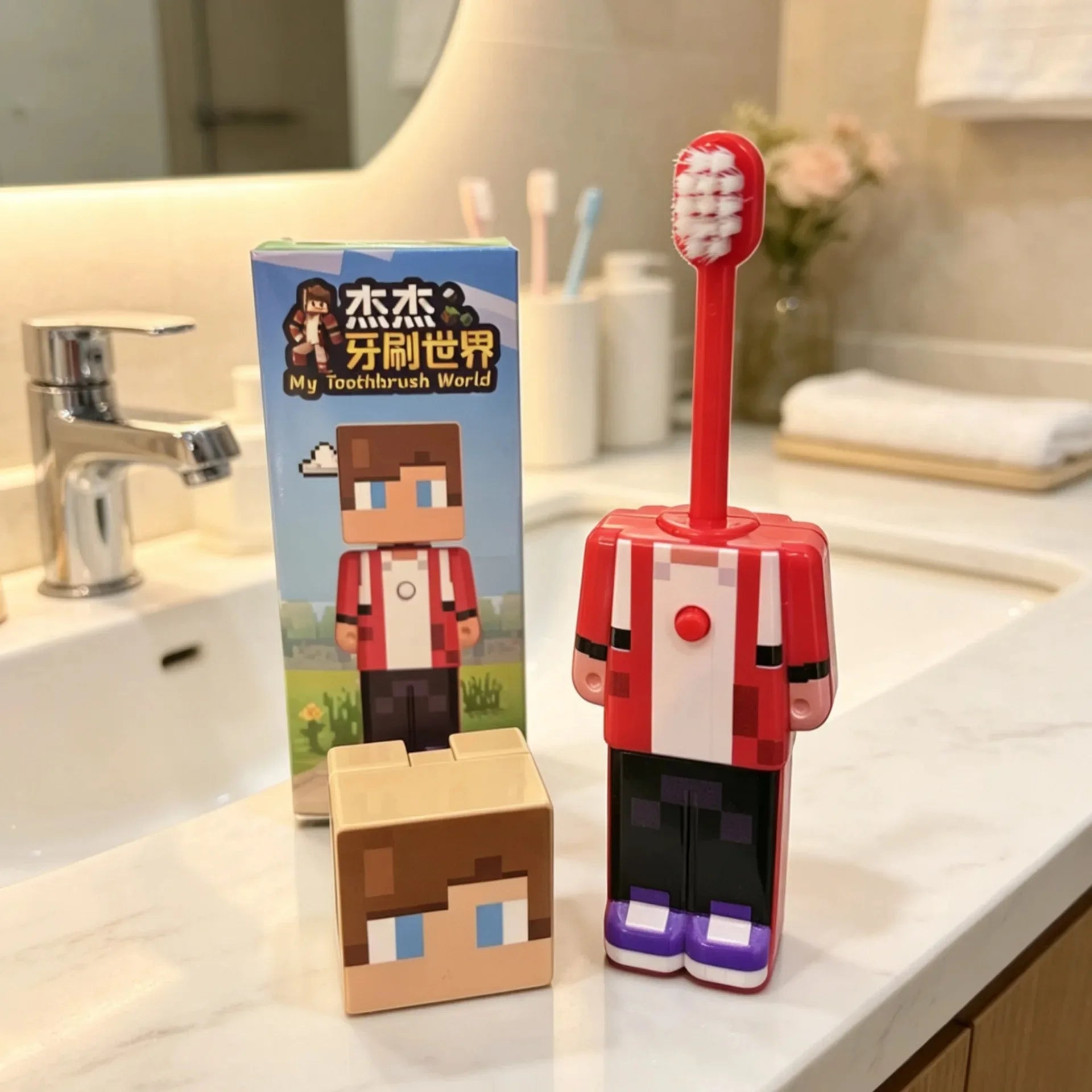 Brosse à dents Minecraft transformable – poils doux