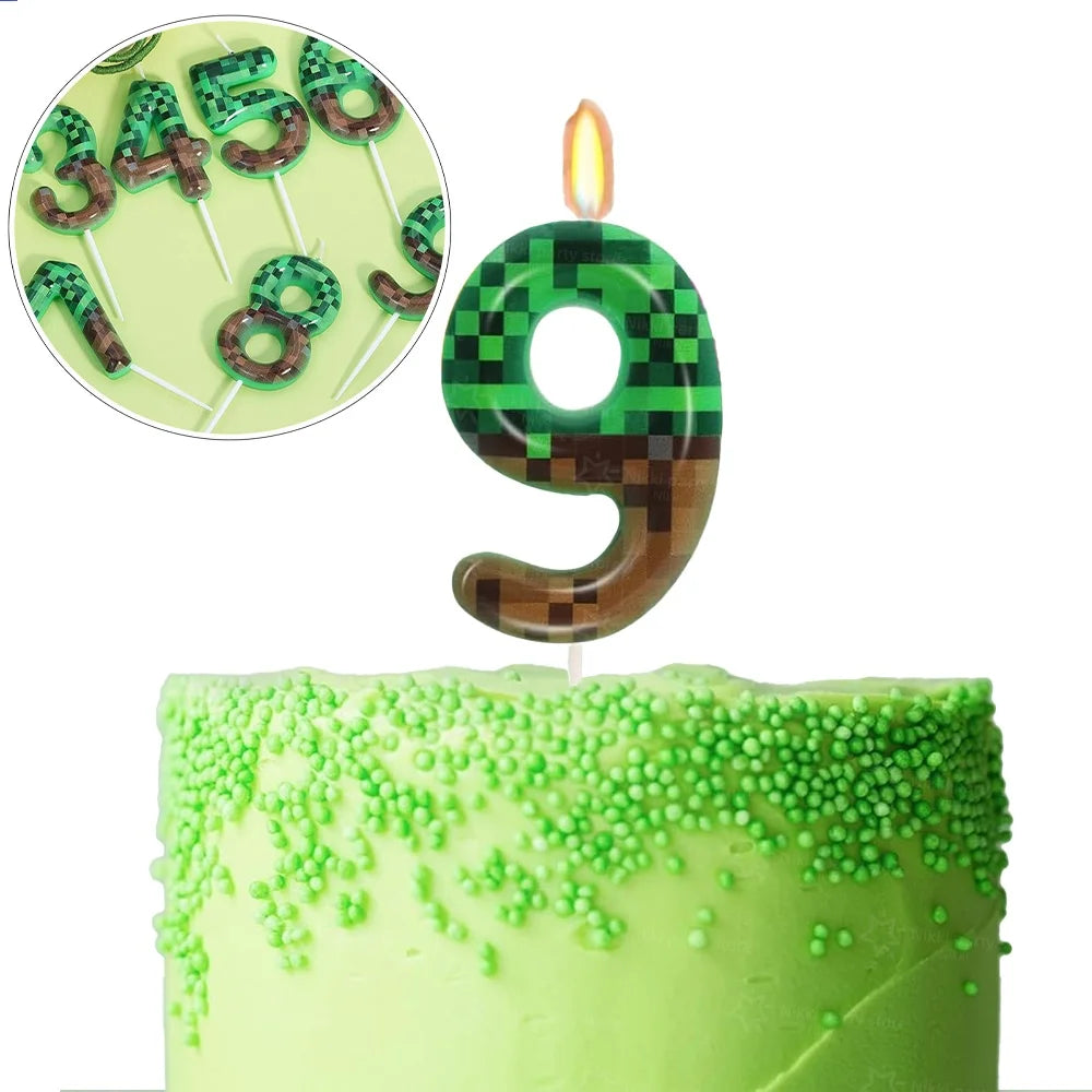 Bougies d'anniversaire Minecraft – déco gâteau pixel