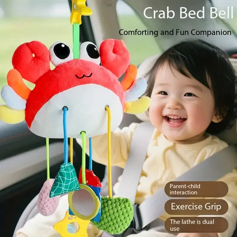 Jouet musical pour bébé en forme de crabe, suspendu au lit ou à la poussette, avec hochets et anneaux de dentition, à suspendre par cordon, cadeau à mâcher