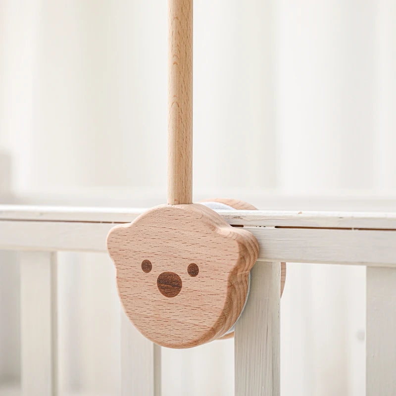 Cloche de lit en bois pour bébé, support courbé, hochets suspendus mobiles, jouets pour nouveau-né, support de boîte à musique, jouet de berceau pour bébé, support de bras, cadeaux