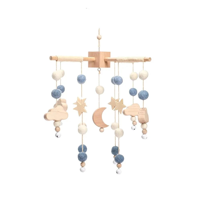 Mobile musical pour lit de bébé en bois, hochets en feutre doux, animaux de dessin animé, boîte à musique pour nouveau-né, jouet suspendu, support de lit, cadeaux pour bébé