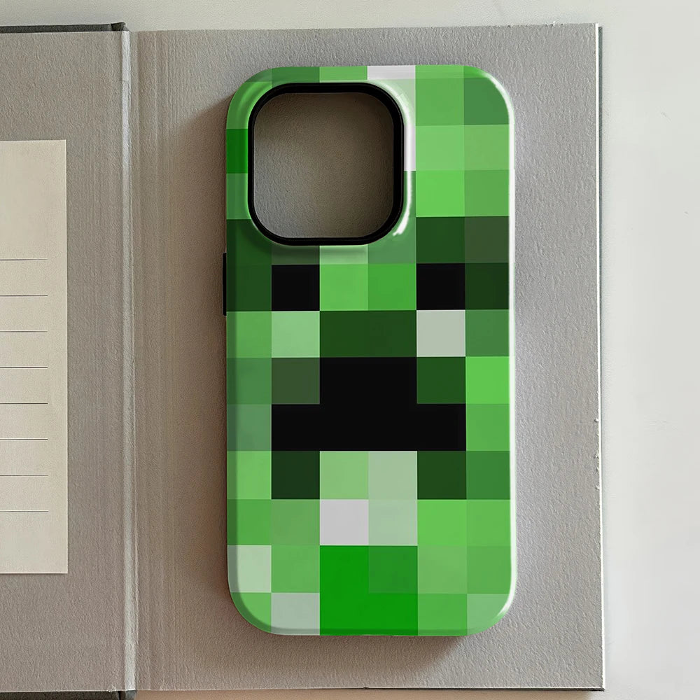 Coque iPhone Creeper – monstre pixel vert Minecraft