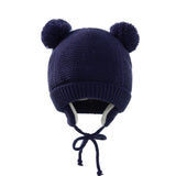 Bonnet Bébé Hiver en Maille avec Liens et Doublure Polaire