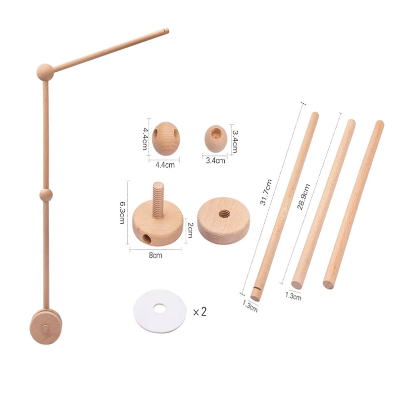 Cloche de lit en bois pour bébé, support courbé, hochets suspendus mobiles, jouets pour nouveau-né, support de boîte à musique, jouet de berceau pour bébé, support de bras, cadeaux