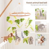 Hochet Mobile pour berceau de bébé de 0 à 12 mois, jouet en feutre de dessin animé, cloche de lit d'animal de forêt, support en bois suspendu, jouet Mobile pour nouveau-né