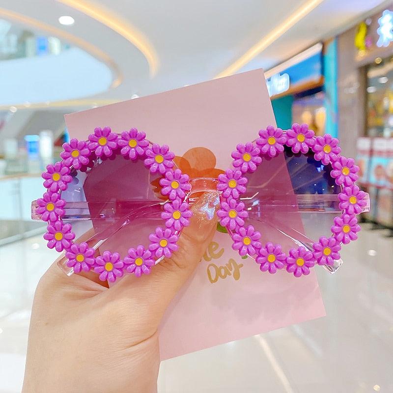 Lunettes de soleil à fleurs en acrylique pour enfants