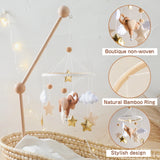 Mobile musical pour lit de bébé en bois, hochets en feutre doux, animaux de dessin animé, boîte à musique pour nouveau-né, jouet suspendu, support de lit, cadeaux pour bébé