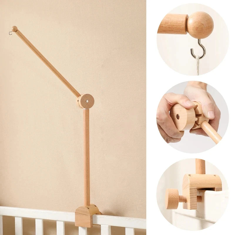 Hochet Mobile pour berceau de bébé de 0 à 12 mois, jouet en feutre de dessin animé, cloche de lit d'animal de forêt, support en bois suspendu, jouet Mobile pour nouveau-né