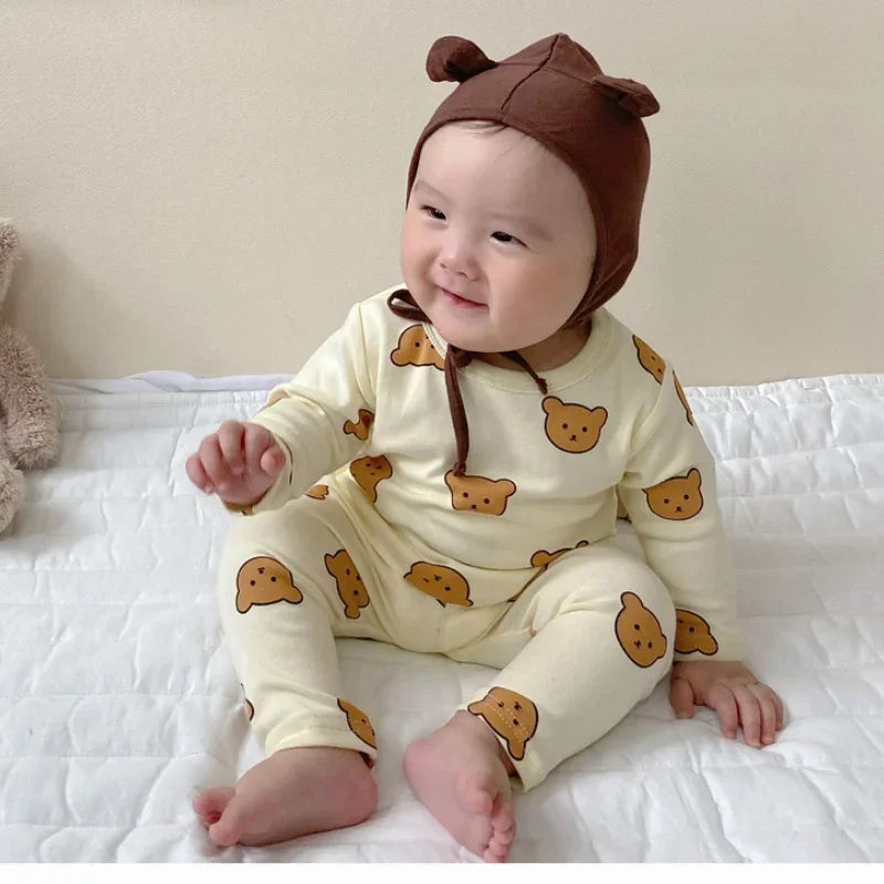 Pyjama bébé en coton – imprimé ours, protège-ventre