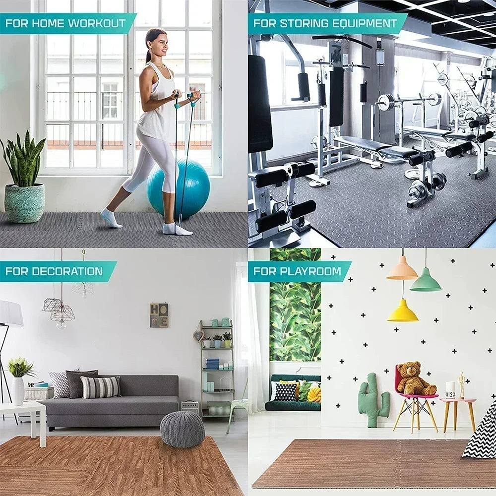 Carreaux de sol en mousse EVA à emboîtement pour salle de sport à domicile, polymère de fitness, puzzle antidérapant, équipement de gym, enfants, 4-20 pièces