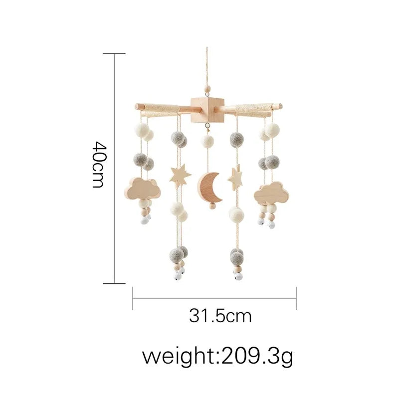 Mobile musical pour lit de bébé en bois, hochets en feutre doux, animaux de dessin animé, boîte à musique pour nouveau-né, jouet suspendu, support de lit, cadeaux pour bébé