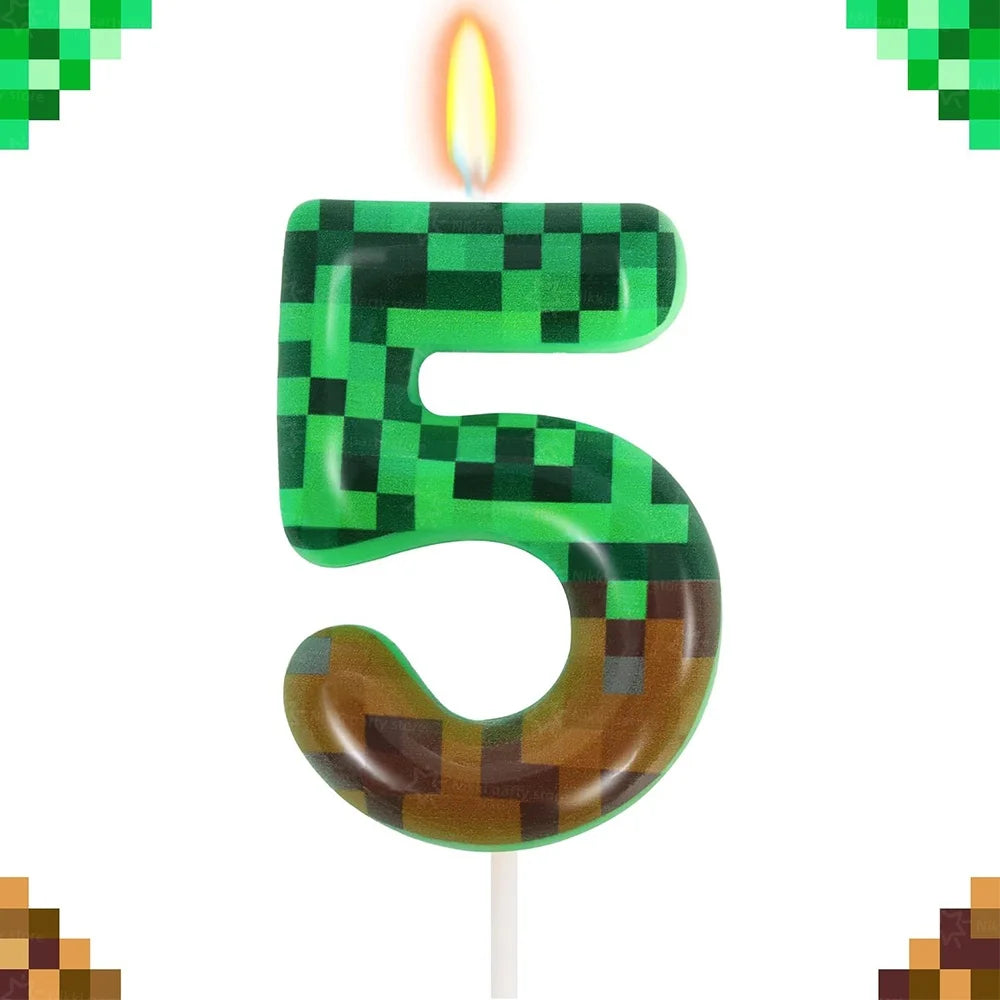 Bougies d'anniversaire Minecraft – déco gâteau pixel