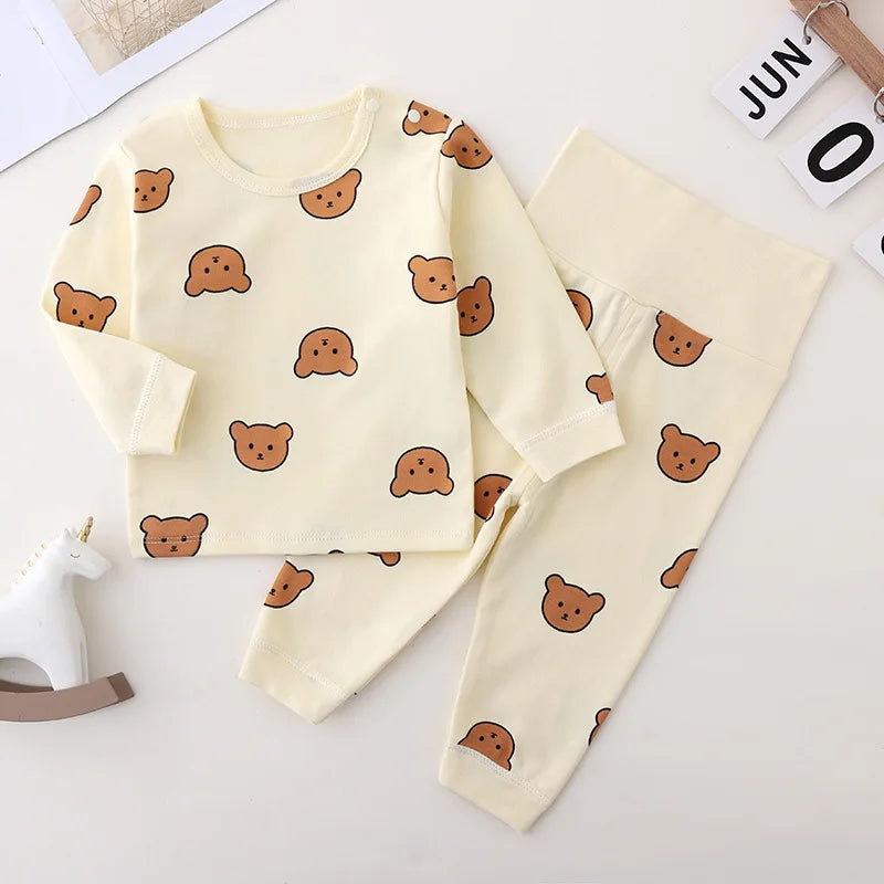 Ensemble pyjama bébé coton – imprimé ours, taille haute