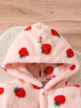 Barboteuse à capuche bébé fille – peluche imprimé fraises