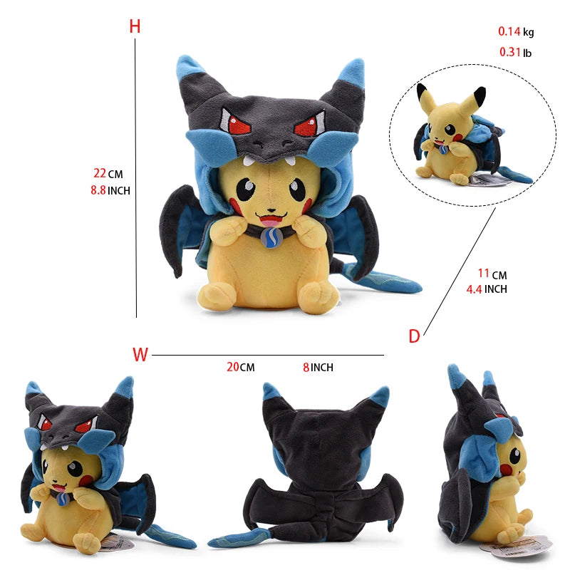 Peluche Pikachu Rayquaza en cosplay (20-30 cm) – à collectionner