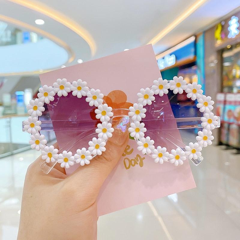Lunettes de soleil à fleurs en acrylique pour enfants
