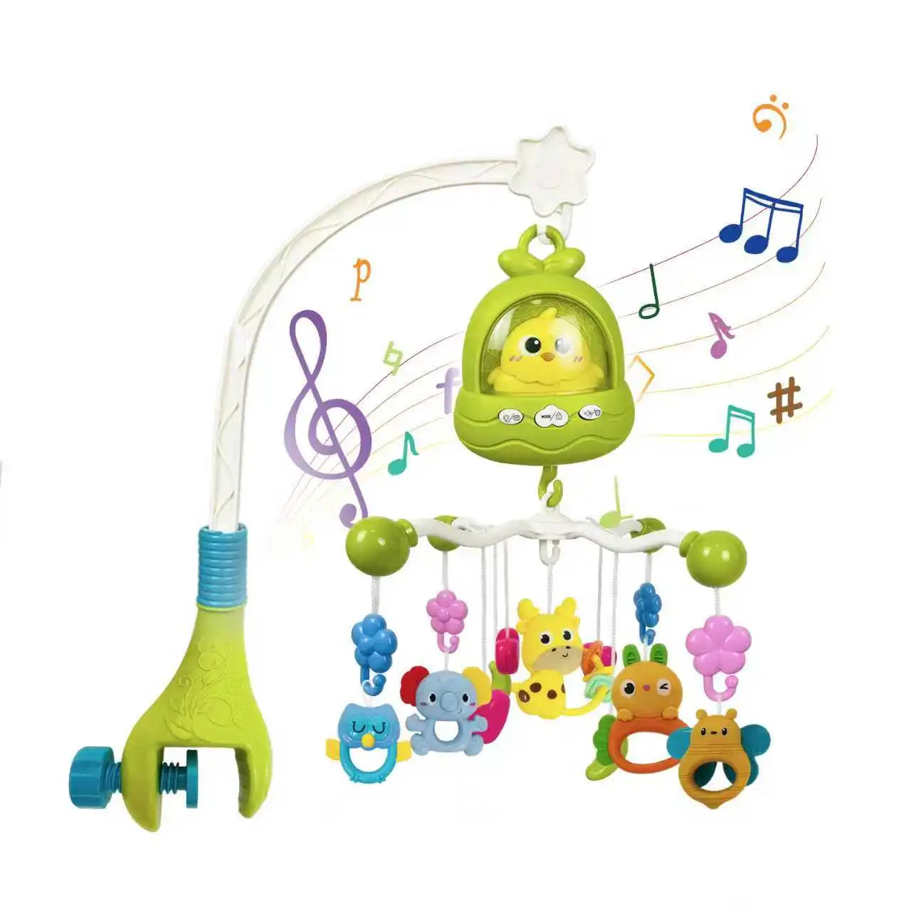 Mobile musical pour berceau de bébé avec projecteur, télécommande, veilleuse, jouet sensoriel suspendu pour nouveau-nés, poussette pour nourrissons
