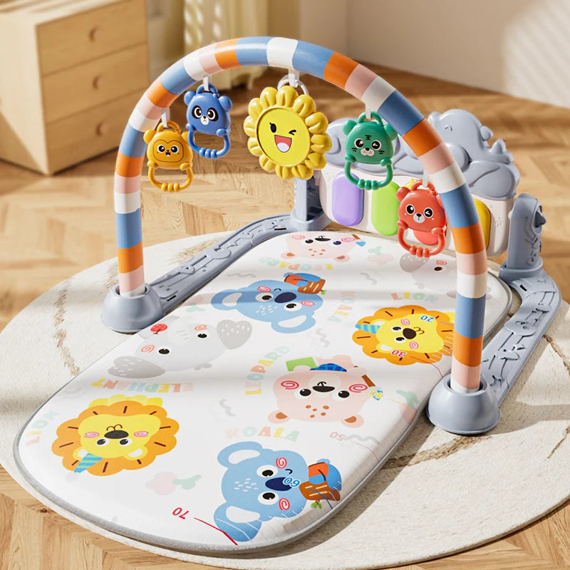 Tapis d'éveil musical et lumineux pour bébé, avec 5 jouets sensoriels détachables, tapis piano à pédales, tapis de jeu pour le temps sur le ventre, montage facile