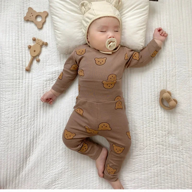 Pyjama bébé en coton – imprimé ours, protège-ventre
