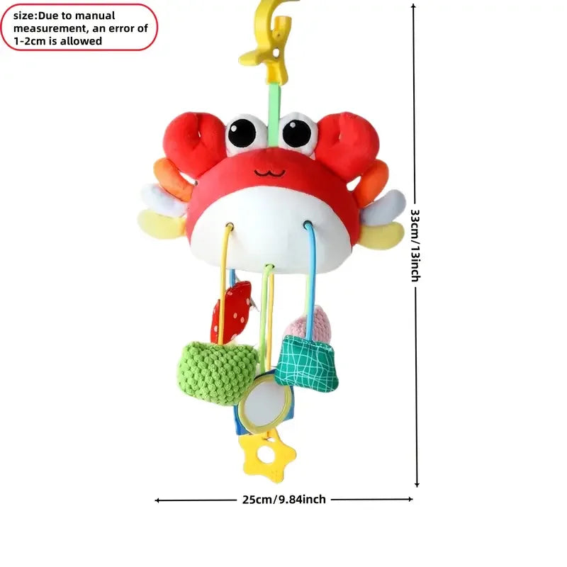 Jouet musical pour bébé en forme de crabe, suspendu au lit ou à la poussette, avec hochets et anneaux de dentition, à suspendre par cordon, cadeau à mâcher