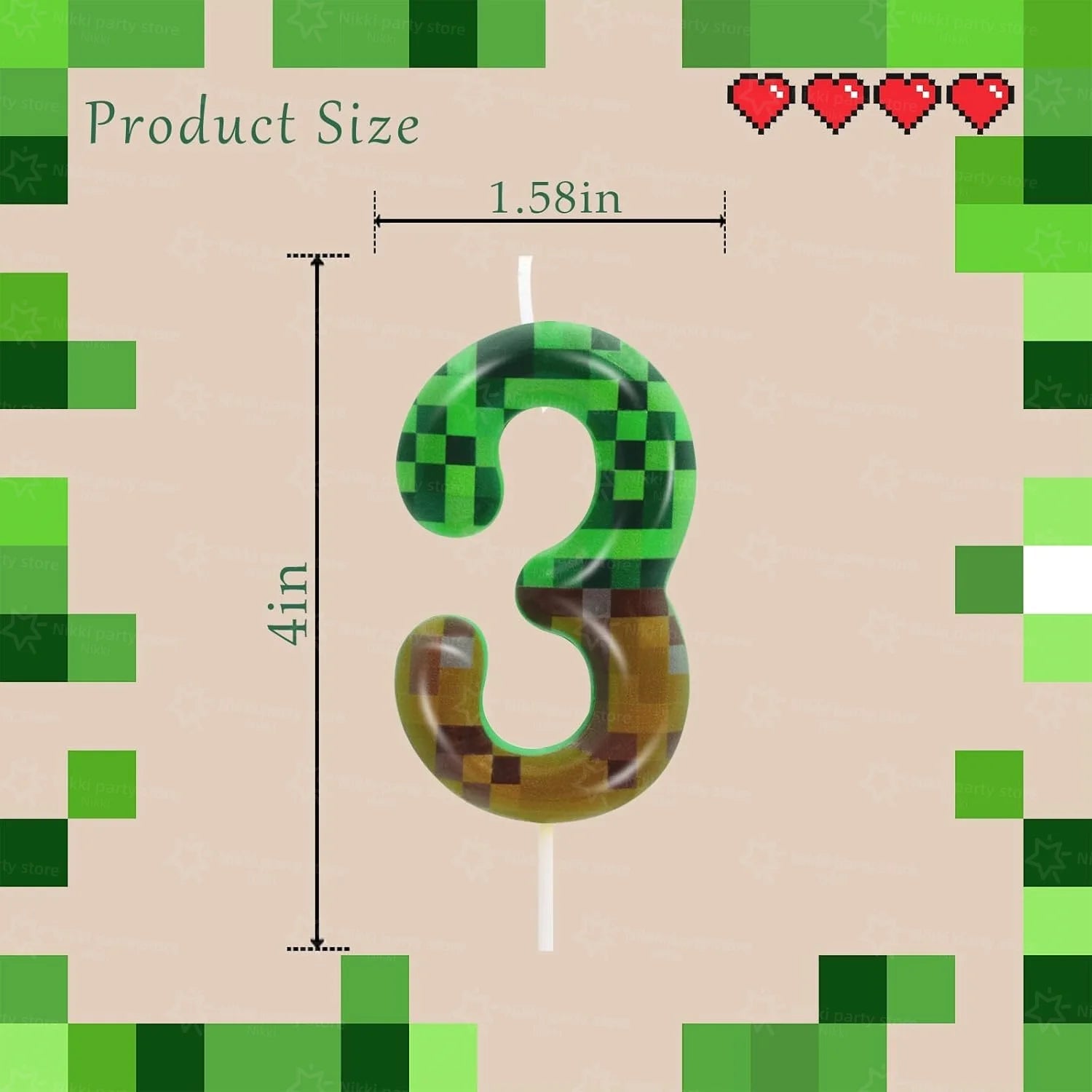 Bougies d'anniversaire Minecraft – déco gâteau pixel