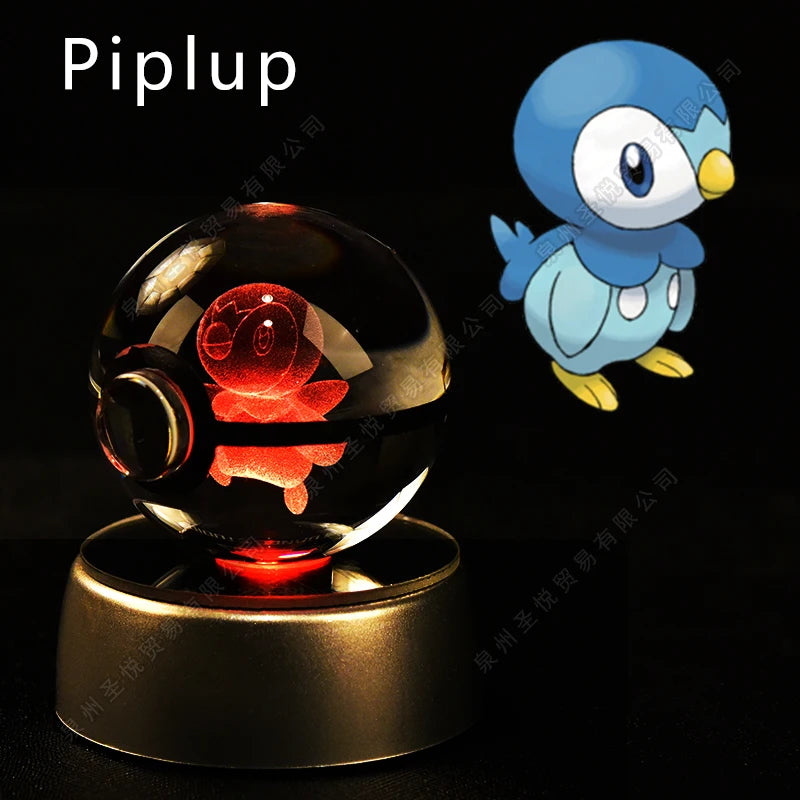 Boule de Cristal Pokémon 3D — Veilleuse LED Pokéball Lumineuse