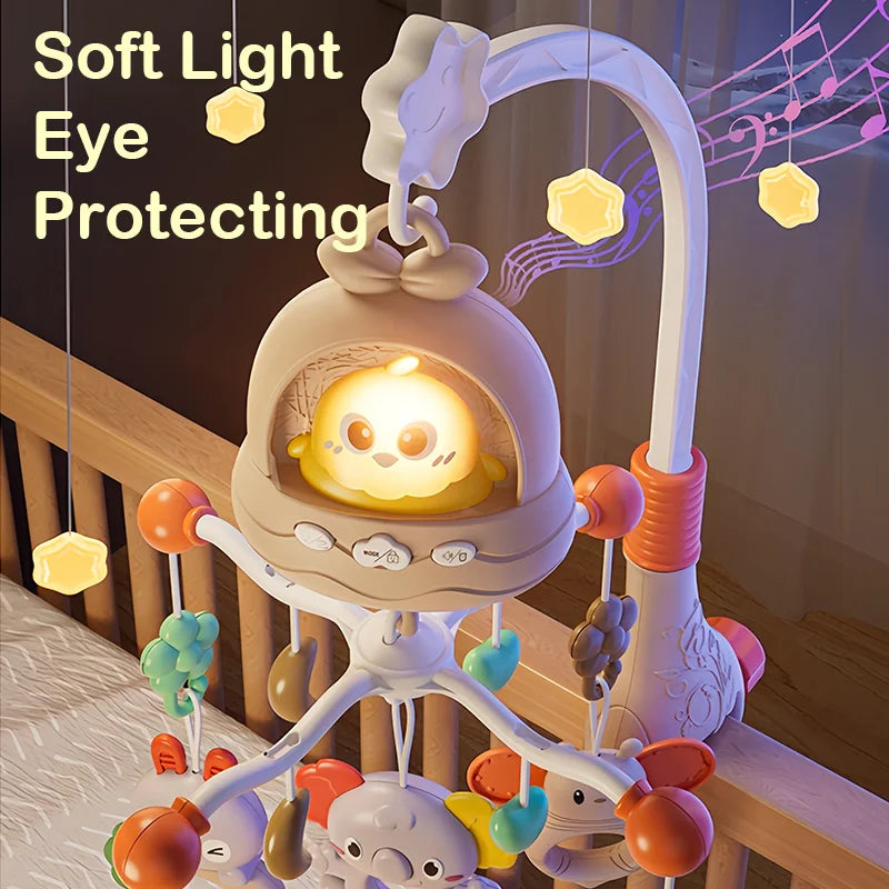 360 °   Oiseau Musical télécommande bébé berceau Mobile rotatif lumière douce lit cloche jouet chronométrage suspendu infantile nouveau-né chevet cadeau