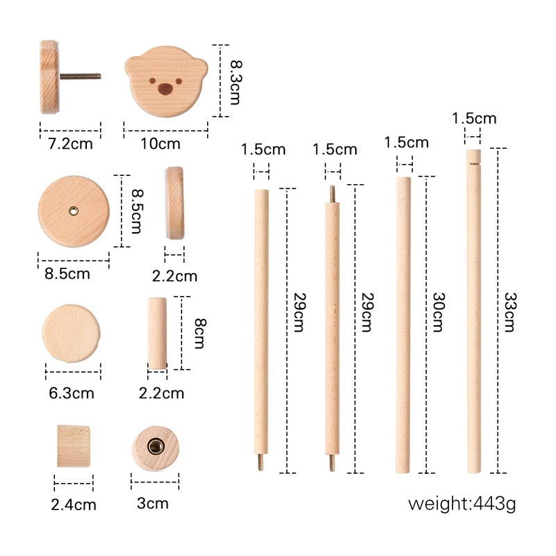 Cloche de lit en bois pour bébé, support courbé, hochets suspendus mobiles, jouets pour nouveau-né, support de boîte à musique, jouet de berceau pour bébé, support de bras, cadeaux
