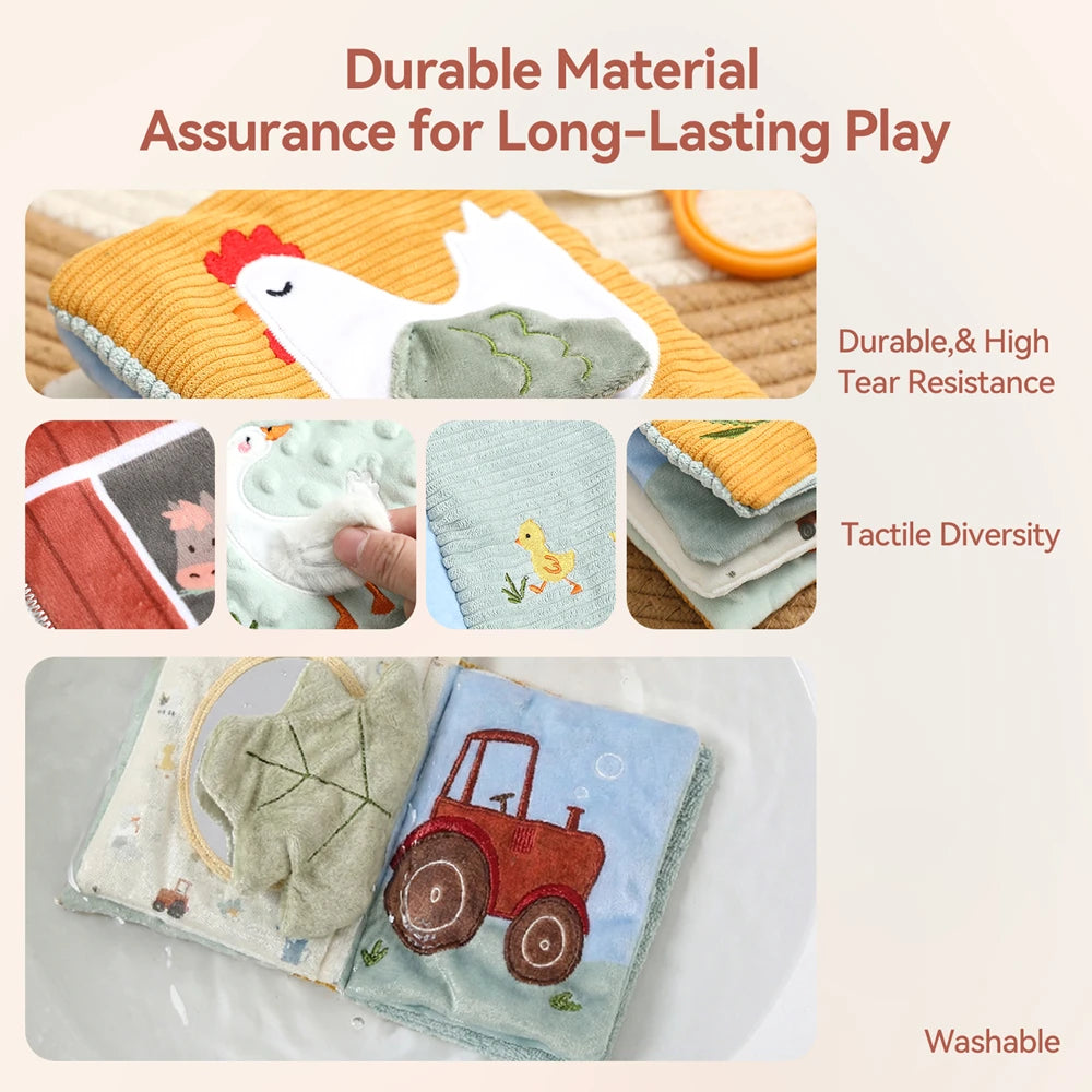 Jouet sensoriel doux pour bébé : livre en tissu, boîte à mouchoirs, couverture de sécurité, cube en peluche, sons froissés, miroir, développement de la motricité fine – 9 styles de jouets