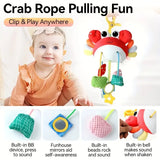 Jouet musical pour bébé en forme de crabe, suspendu au lit ou à la poussette, avec hochets et anneaux de dentition, à suspendre par cordon, cadeau à mâcher