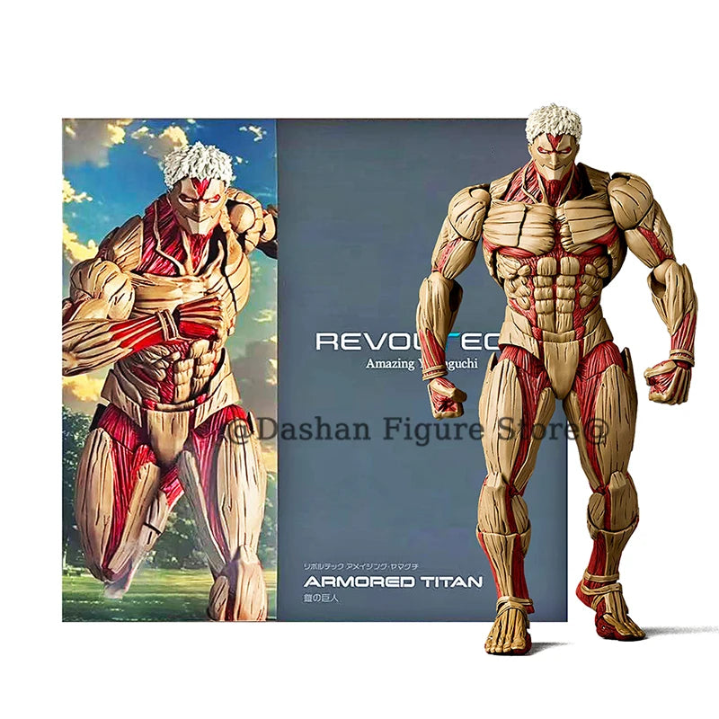 Figurine articulée L'Attaque des Titans Revoltech – Titan Blindé & Titan Originel (16-17 cm)